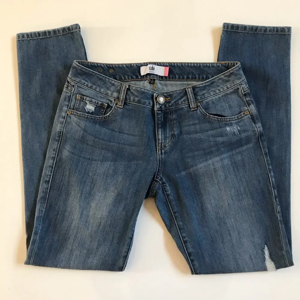 CAbi Jeans Mojave Slim Boyfriend 5165 Blue Low Rise Distressed Size 4 EUC - Picture 6 of 12